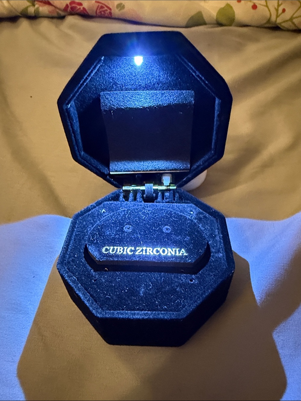 Cubic Zirconia Ring Box with LED Light